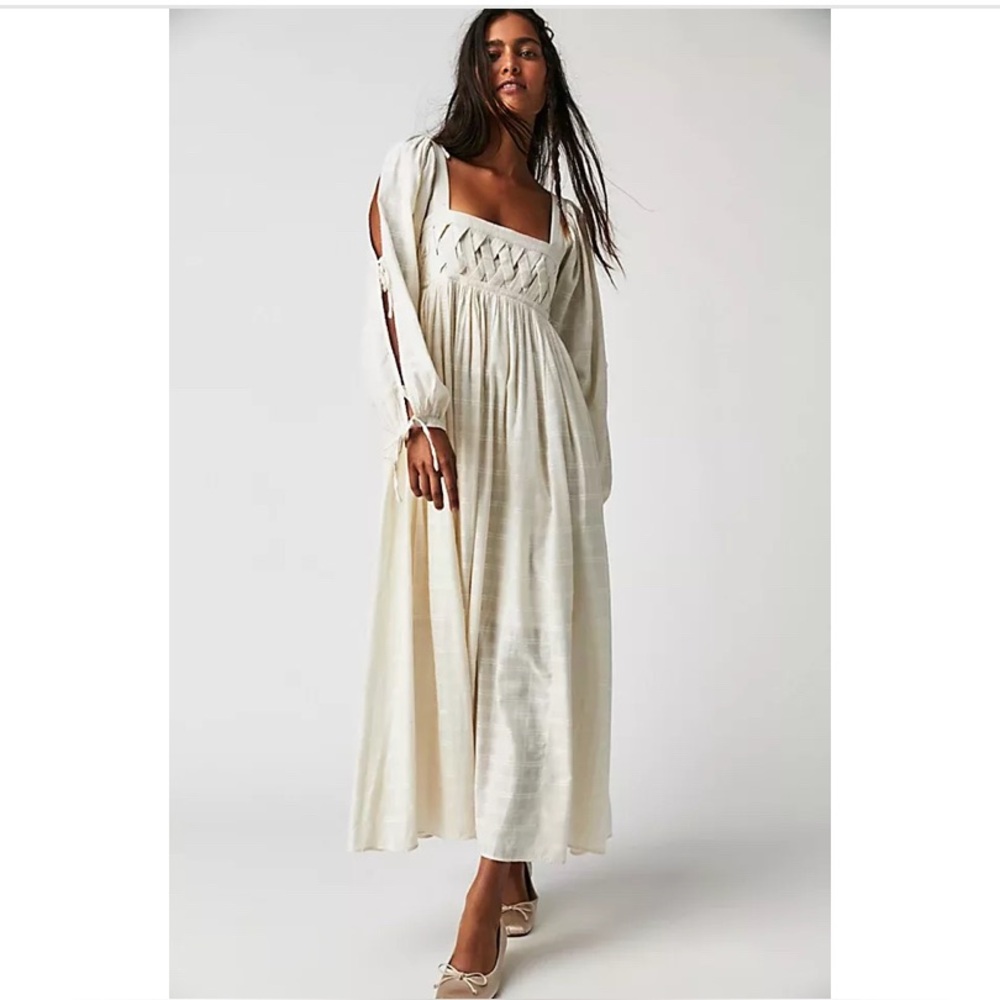 FREE PEOPLE CREAM LONG Sleeve Dress